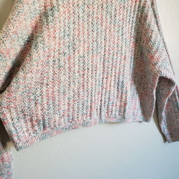 LC Lauren Conrad Knit Pastel Mock Neck Sweater Blue/Pink Sz Women's XXL Metallic - Picture 6 of 11